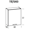 Bog-fran Tiffany felső szekrény 60 cm  Fényes szürke fronttal