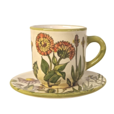 BögeManufaktúra Botanica mező kávés bögre és kistányér bögrék, csészék