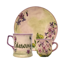 BögeManufaktúra Feliratos neves Ibolya reggeliző szett bögrék, csészék