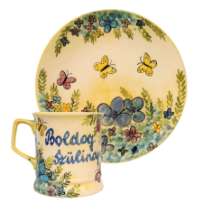 BögeManufaktúra Feliratos neves Kékek bögre és reggeliző tányér bögrék, csészék