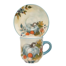 BögeManufaktúra kék tökös kávés bögre és kistányér bögrék, csészék