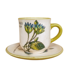 BögeManufaktúra Kék Tündérrózsa kávés bögre kistányérra bögrék, csészék