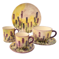 BögeManufaktúra Levendula reggeliző nagy szett bögrék, csészék