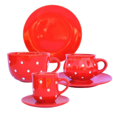 BögeManufaktúra Reggeliző nagy szett piros bögrék, csészék