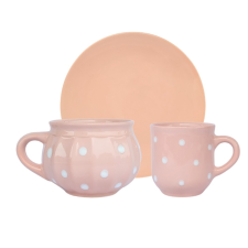 BögeManufaktúra Reggeliző szett pasztel rózsa bögrék, csészék
