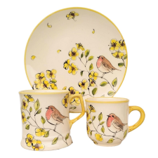 BögeManufaktúra Tavaszi madárkás reggeliző szett bögrék, csészék