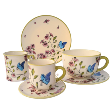 BögeManufaktúra Tavaszi pillangós reggeliző nagy szett bögrék, csészék