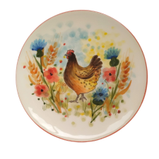 BögeManufaktúra Tyúkos reggeliző tányér tányér és evőeszköz