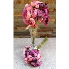 Boglárka 36 vegyes fejes kötegelt selyemvirág csokor 30 cm - Rózsaszín mix dekoráció
