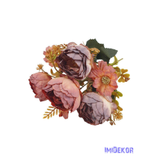  Boglárka 4 fejes selyem csokor 30cm - Antik Barack dekorációs kellék