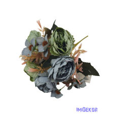  Boglárka 6 fejes selyem csokor 29cm - Kék-Menta dekorációs kellék