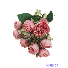  Boglárka 9 fejes selyemvirág csokor 34cm - Mályva dekorációs kellék