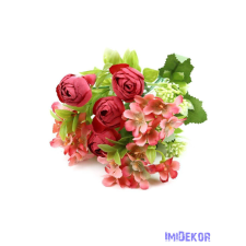  Boglárka + kis virágos selyem csokor 30cm 272 - Bordó dekorációs kellék