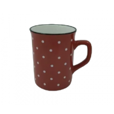 Bögre 8 * 10,5 cm kerámia piros pöttyös 259081 bögrék, csészék