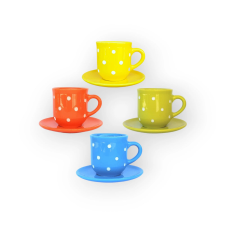 Bögre Manufaktúra Négyes vidám kávéskészlet kistányérral bögrék, csészék