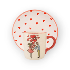 Bögre Manufaktúra Öntöző Szeretlek bögre Reggeliző tányérral bögrék, csészék