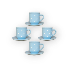 Bögre Manufaktúra Pasztell kék kávés bögre kistányérral négyes készlet bögrék, csészék