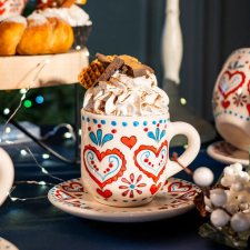 Bögre Manufaktúra Skandináv Szívek Kávés Bögre Kistányérral bögrék, csészék