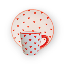 Bögre Manufaktúra Szivecskés bögre Reggeliző tányérral bögrék, csészék