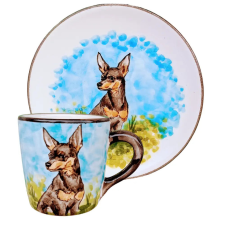 Bögre Manufaktúra Törpe pincser kutyás bögre és reggeliző tányér bögrék, csészék