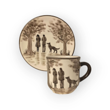 Bögre Manufaktúra Vicces kutyás párral kávés bögre és tányér VK030 bögrék, csészék