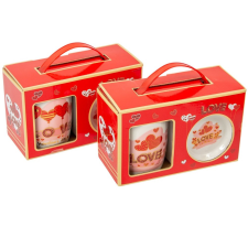  Bögre szett szív mintás díszdobozban 12x19,5x8,5cm dekorációs kellék