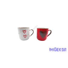  Bögre szív mintával 9x9,5cm - Piros dekorációs kellék