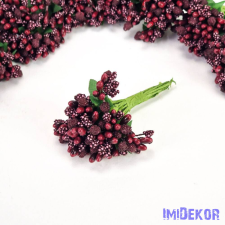  Bogyós rezgős mini csokor 9cm - Bordó dekorációs kellék