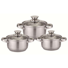 Bohmann BH-0516 , 6 részes edénykészlet fedéllel, 9 rétegű fenékkel, indukciós, rozsdamentes acél edény