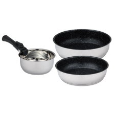  Bohmann BH-7924 Ezüstszínű márvány bevonatú serpenyő- és szószosedény készlet levehető nyéllel edény