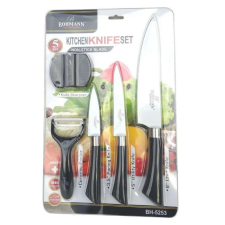 Bohmann Késkészlet Bohmann BH 5253, 5 db, Hámozó és élező, Fekete/fehér kés és bárd