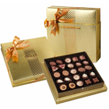 Bolci Diamond Tej- és Fehércsokoládé Praliné Válogatás Arany Díszdobozban Táskával 290g csokoládé és édesség