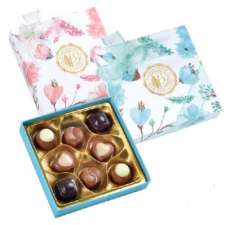  Bolci Praliné Válogatás Virágos Díszdobozban (Kék és Rózsaszín színben) 100g (1db) csokoládé és édesség