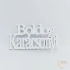  Boldog karácsonyt felirat - 14 cm - fehér dekorációs kellék