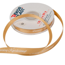  Boldog Karácsonyt feliratos ripsz szalag drapp 1cmx20y dekorációs kellék