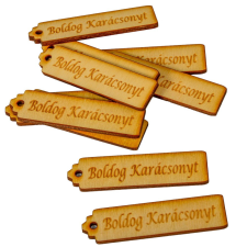  Boldog Karácsonyt scrapbook tábla natúr fa 6,5cm 10db-os dekorációs kellék