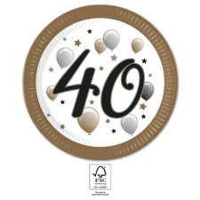Boldog születésnapot Happy Birthday 40 Milestone papírtányér 8 db-os 23 cm FSC party kellék