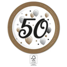 Boldog születésnapot Happy Birthday 50 Milestone papírtányér 8 db-os 23 cm FSC party kellék
