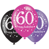Boldog születésnapot Happy Birthday 60 Pink léggömb, lufi 6 db-os