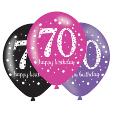Boldog születésnapot Happy Birthday 70 Pink léggömb, lufi 6 db-os party kellék