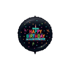 Boldog születésnapot Happy Birthday Black Confetti fólia lufi 46 cm party kellék
