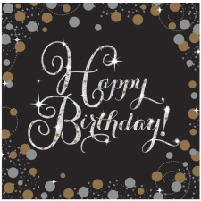 Boldog születésnapot Happy Birthday Gold szalvéta 16 db-os 33*33 cm party kellék