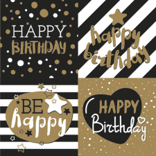 Boldog születésnapot Happy Birthday Golden szalvéta 20 db-os 33x33 cm party kellék