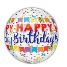 Boldog születésnapot Happy Birthday gömb fólia lufi 40 cm party kellék