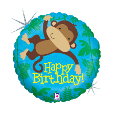 Boldog születésnapot Happy Birthday Monkey Buddy Holo fólia lufi 46 cm party kellék
