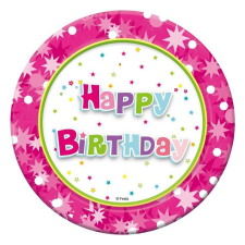 Boldog születésnapot Happy Birthday Pink papírtányér 6 db-os 18 cm party kellék