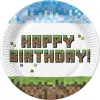 Boldog születésnapot Happy Birthday Pixel Block papírtányér 8 db-os 22,7 cm