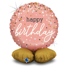 Boldog születésnapot Happy Birthday Rose Gold fólia lufi talppal 41 cm party kellék