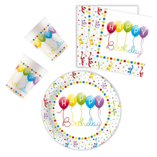 Boldog születésnapot Happy Birthday Streamers party szett 36 db-os 23 cm-es tányérral party kellék