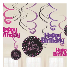 Boldog születésnapot Happy Birthday szalag dekoráció pink 12 db-os szett party kellék